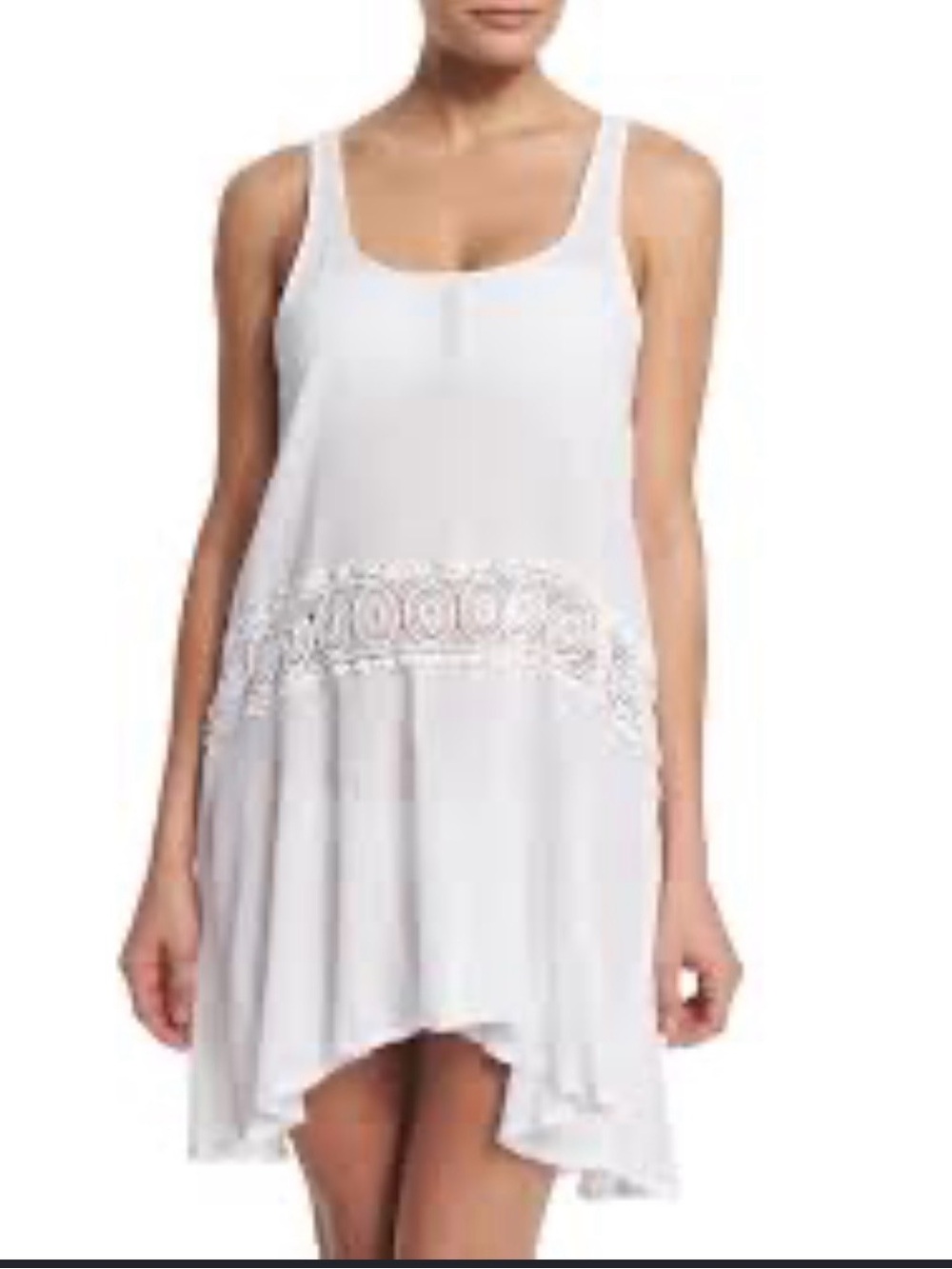 La Blanca White Tiered Crochet-Trim Swim Coverup